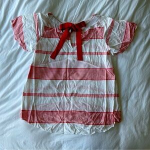 TOMMY HILFIGER striped white red blouse with red bow